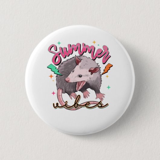 Feral Girl Summer Funny Opossum Button (Vorderseite)