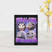 Feral Girl Summer Opossum Funny Meme Karte (Gelbe Blume)