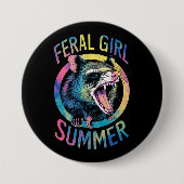 Feral Girl Summer Opossum Gefärbte Krawatte Raccoo Button (Vorderseite)