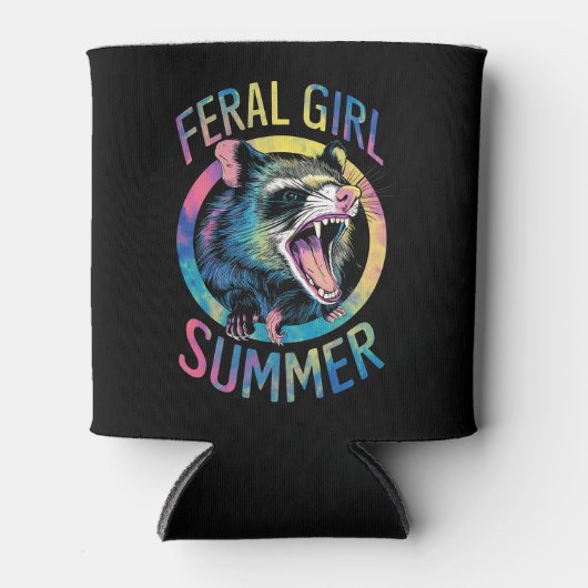 Feral Girl Summer Opossum Gefärbte Krawatte Raccoo Dosenkühler (Vorderseite)