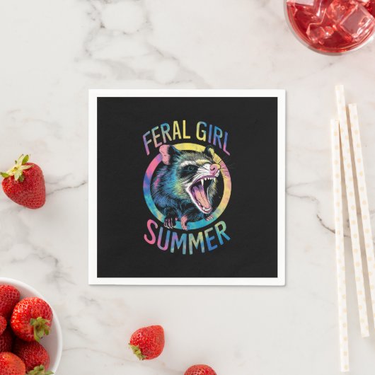 Feral Girl Summer Opossum Gefärbte Krawatte Raccoo Serviette (Beispiel)