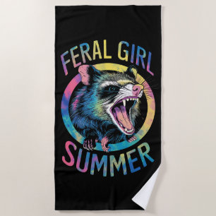 Feral Girl Summer Opossum Gefärbte Krawatte Raccoo Strandtuch