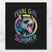 Feral Girl Summer Opossum Gefärbte Krawatte Raccoo Weinetikett (Einzelnes Label)