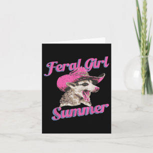 Feral Girl Summer Retro Possum Funny Meme Karte