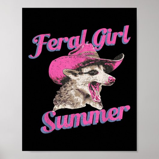 Feral Girl Summer Retro Possum Funny Meme Poster (Vorne)