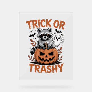 Feral Halloween Trick oder Trashy Acrylschild