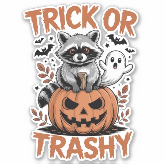 Feral Halloween Trick oder Trashy Aufkleber (Vorderseite)