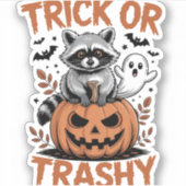 Feral Halloween Trick oder Trashy Aufkleber (Vorderseite)