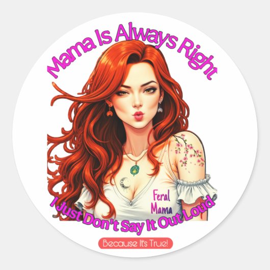 Feral Mama Runder Aufkleber (Vorderseite)
