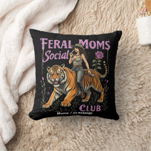 Feral Mom Social Club   Lustiges Trend Grafik-Gesc Kissen