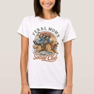 Feral Moms Social Club Waschbär reitet auf Golden T-Shirt