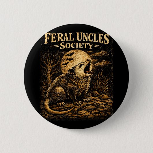 Feral Onkel Gesellschaft Lustiger Opossum Folklore Button (Vorderseite)