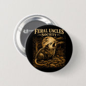 Feral Onkel Gesellschaft Lustiger Opossum Folklore Button (Vorne & Hinten)
