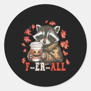 Feral Raccoon Pumpkin Gewürz Erntedank Herbstfest Runder Aufkleber