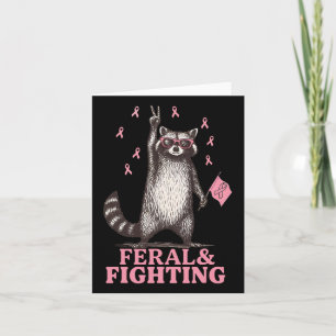 Feral und Kampf rosa Ribbon Raccoon Brust Canc Karte