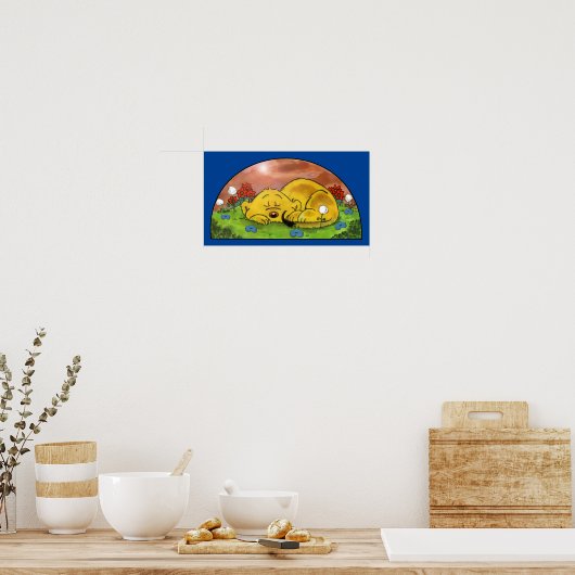 Ferald schläft beim Sonnenblumenposter Poster (Küche)