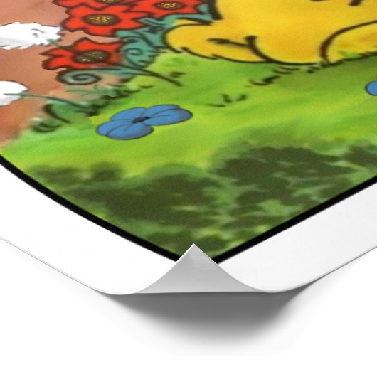 Ferald schläft beim Sonnenblumenposter Poster (Ecke)