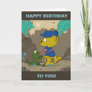 Ferald und die Baby Lizard Geburtstagkarte Karte