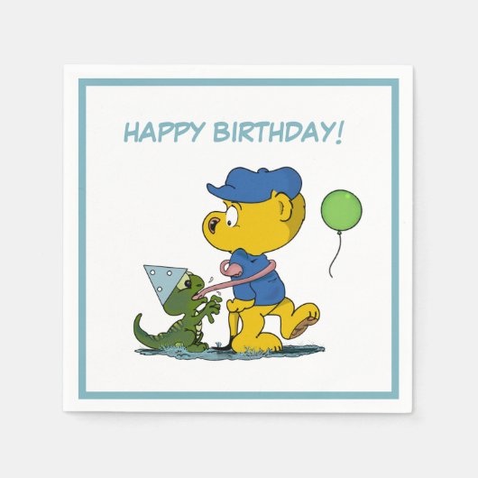 Ferald und die Baby Lizard zum Geburtstag Serviette (Vorderseite)