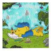 Ferald Zeichnend am Wasserfall Cube Würfel (Vorderseite)