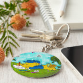 Ferald Zeichnend am Wasserfall Schlüsselanhänger (Seite)