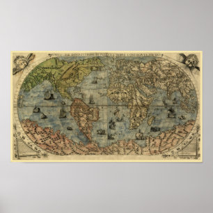 Ferando Berteli (Fernando Bertelli) Weltkarte 1565 Poster