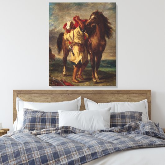 Ferdinand Delacroix Arab. Saddling sein Pferd Leinwanddruck (Insitu (Schlafzimmer))