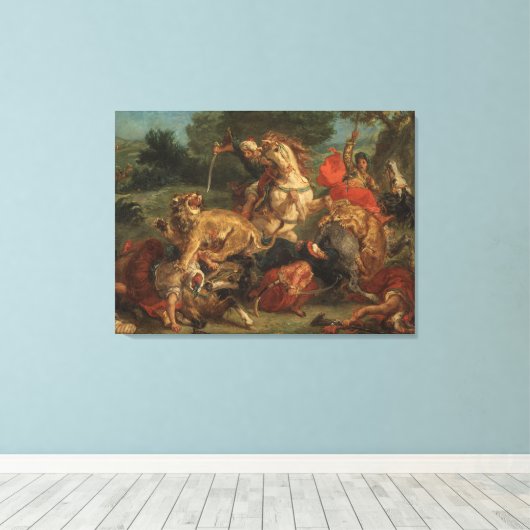Ferdinand Delacroix Vintag Lion Hunt Leinwanddruck (Insitu (Holzboden))