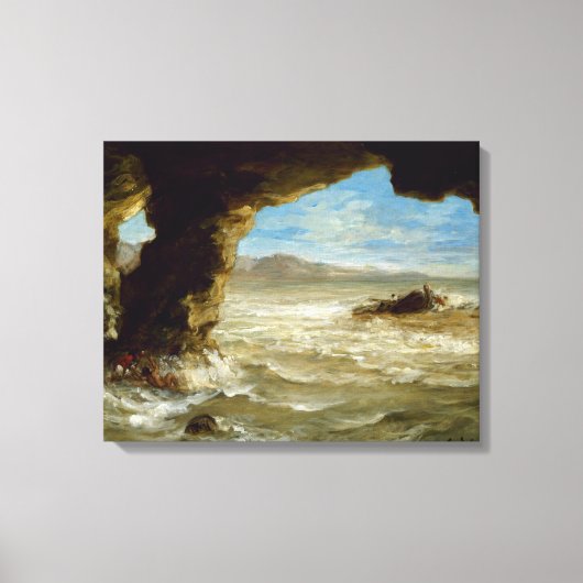 Ferdinand Delacroix Vintages Schiffswrack an der K Leinwanddruck (Vorderseite)