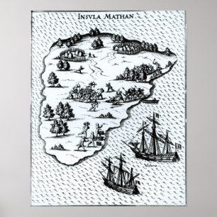 Ferdinand Magellan kämpft Einheimische auf Island Poster
