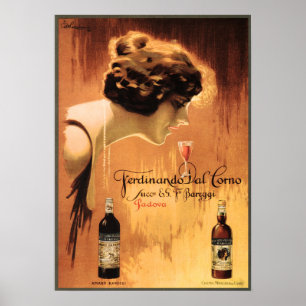 FERDINANDO DAL CORNO Padova Alte italienische Wein Poster