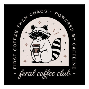 Ferenkaffee-Club lustige Raccoon-Liebhaber Retro Poster