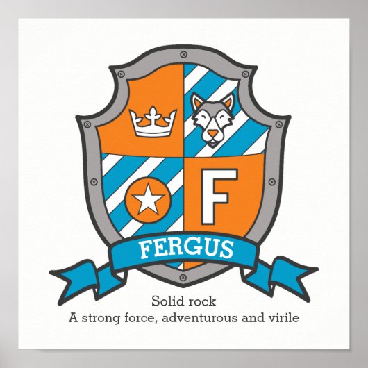 Fergus boys F name meint hunorange Wappen Poster (Vorne)
