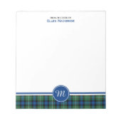 Ferguson Clan Green und Blue Tartan Monogram Notizblock (Vorderseite)