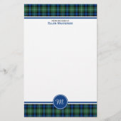 Ferguson Clan Tartan Blue und Green Monogram Briefpapier (Vorderseite)