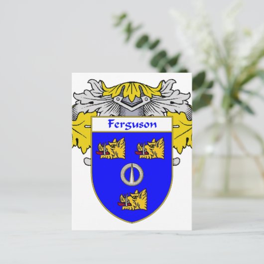 Ferguson Coat of Arms/Familienwappen (mantled) Postkarte (Stehend Vorderseite)