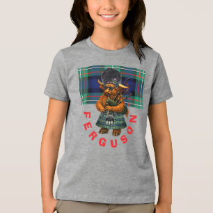 Ferguson schottische Kuh an Dudelsack T-Shirt Tri-Blend Shirt