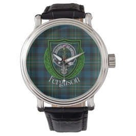 Ferguson schottischer Clan-Tartan und Wappen Armbanduhr