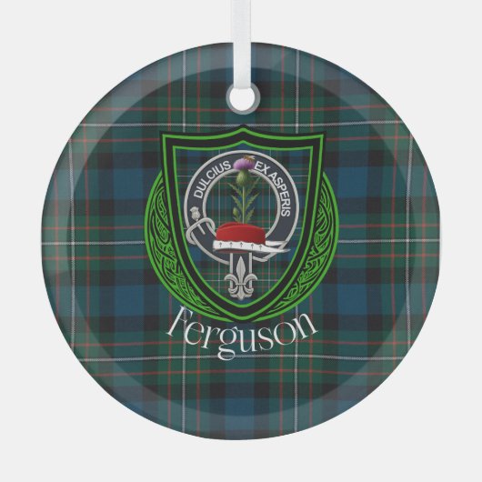 Ferguson Scottish Clan Tartan & Crest Ornament Aus Glas (Vorderseite)