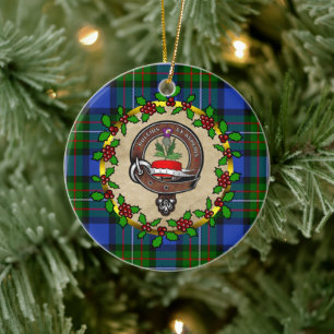 Fergusson Clan Abzeichen & Tartan Personalisierte Keramik Ornament