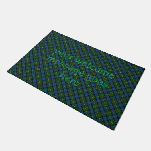 Fergusson Offiziell Tartan mit Begrüßung Fußmatte (Schrägansicht)