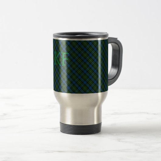 Fergusson Offizielles Tartan mit Monogramm/Initial Reisebecher (VorderseiteRechts)