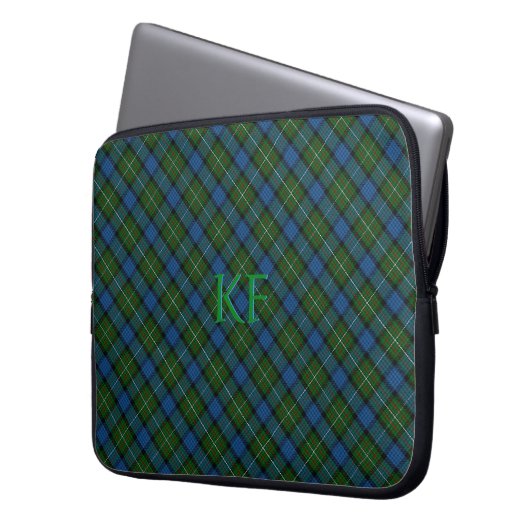 Fergusson Offizielles Tartan mit Monogramm/Name Laptopschutzhülle (Vorderseite Links)