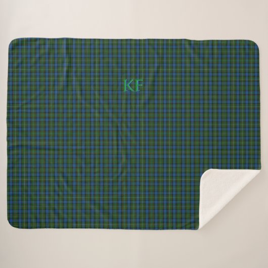 Fergusson Offizielles Tartan mit Monogramm/Name Sherpadecke (Vorderseite (Horizontal))