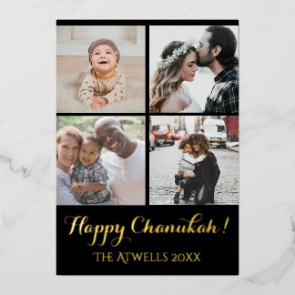 Ferien 4 Fotos Happy Chanukah Pattern Schwarzer Fo Folien Feiertagskarte
