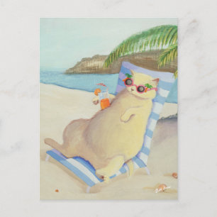 Ferien Beach Cat unter Palmen Postkarte