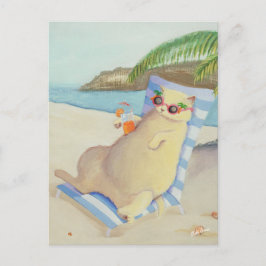 Ferien Beach Cat unter Palmen Postkarte