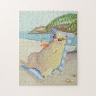 Ferien Beach Cat unter Palmen Puzzle