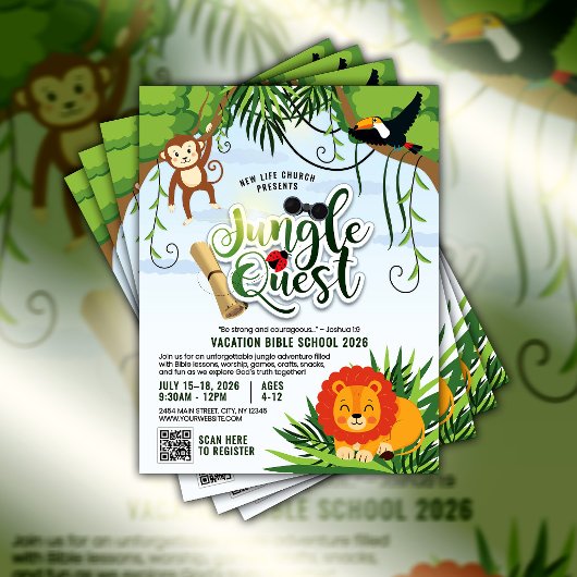 Ferien-Bibel-Schule Dschungel-Quest Jugendkirche Flyer