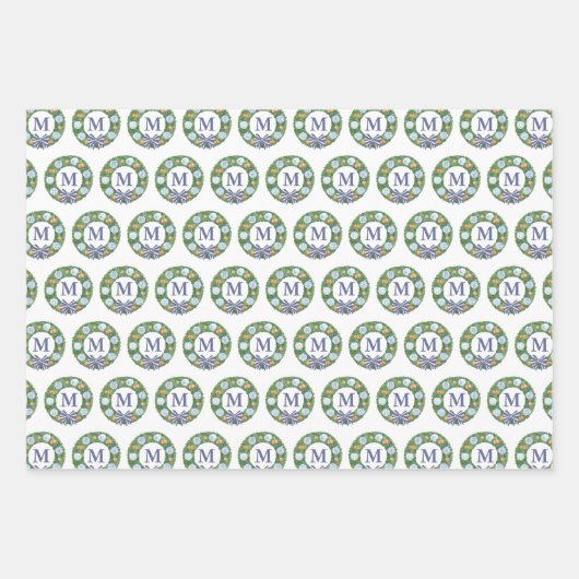 Ferien Blau und Weiß Chinoiserie mit Zitrusfrüchte Geschenkpapier Set (Vorderseite 3)